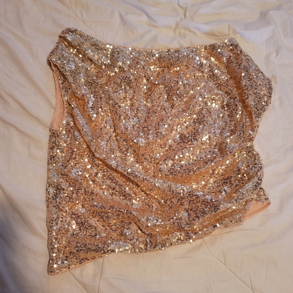 Shein Gold Sequin Top sz S - Picture 5 of 5